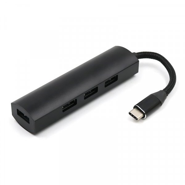 Wholesale USB 3.1 Type-C to 4 Port USB 3.0 Hub Aluminum Design for Andrioid Phone, Tablet, MacBook Pro, iMac, Google Chromebook Pixelbook, Other Laptop (Black)